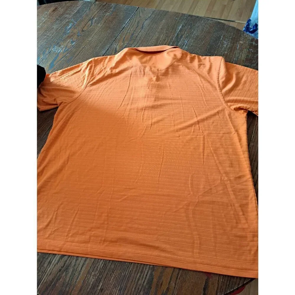 XXL PGA Tour Orange Short Sleeve Pullover 3 Button Textur Golf Casual Polo Shirt